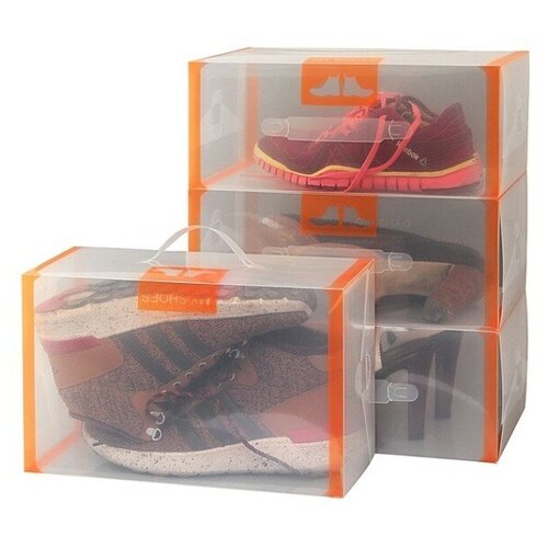 фото El casa набор коробок для хранения обуви 21х35х14 см оранжевый/прозрачный