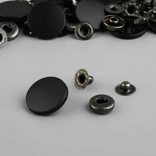 Кнопки установочные, Альфа, d - 20 мм, цвет чёрный матовый, 50 шт.