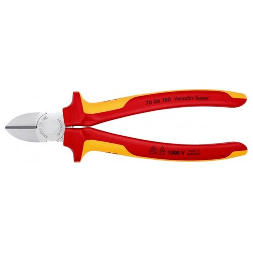 Бокорезы Knipex 70 06 180 SB в блистере 180 мм красный/желтый бокорезы knipex 70 02 180 sb в блистере 180 мм синий красный