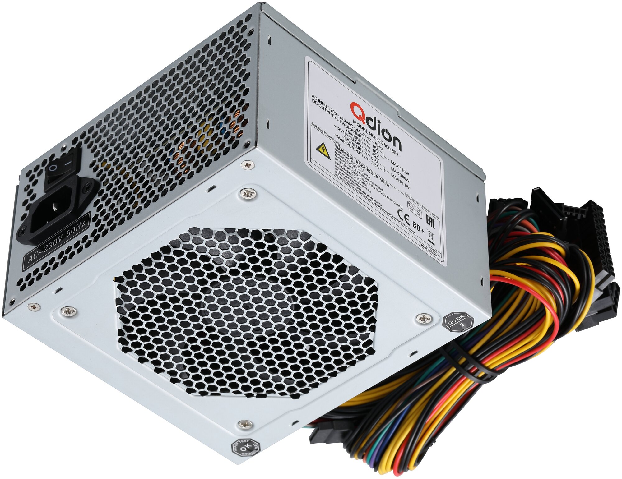 Блок питания ATX Qdion QD500 80+ 500W, 120mm, 5xSATA, 1xPCI-E(6+2), APFC