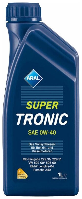 Синтетическое моторное масло ARAL Super Tronic SAE 0W-40