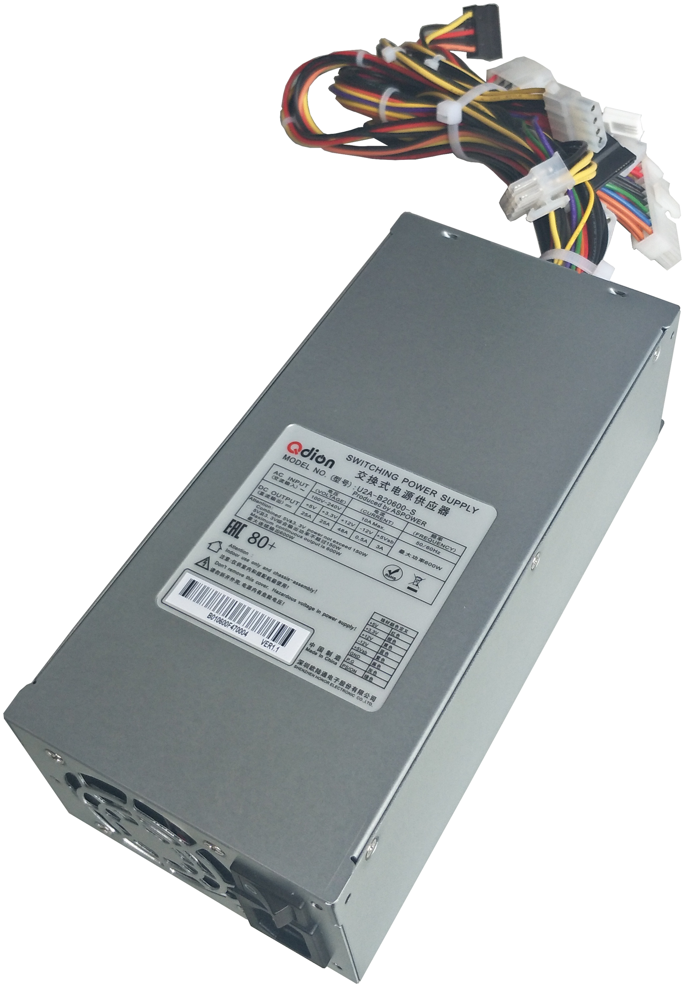 блоки питания для сервера 600 Ватт U2a-b20600-s PSU Qdion 2U Single Server Power 600W .