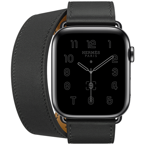 фото Часы apple watch hermès series 6 gps + cellular 44mm space black stainless steel case with double tour (noir)