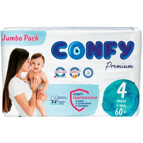 фото Подгузники confy premium jumbo размер 4 7-14кг 60шт х 3шт