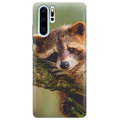 фото Ультратонкий силиконовый чехол-накладка для huawei p30 pro с принтом "задумчивый енот" gosso
