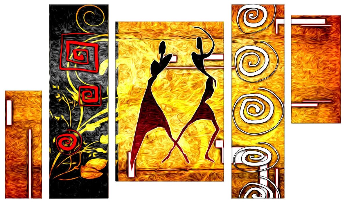 Картина модульная Картиномания "Две танцующие африканки этническое ретро" размер 140х90 см