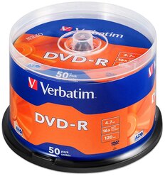 Диск DVD-R Verbatim 4.7Gb 16x AZO 50 шт. cake box