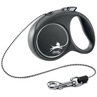 Поводок-рулетка для собак Flexi Black Design XS тросовый 3 м черный/серебро
