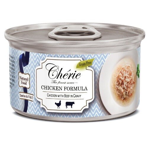 Влажный корм для кошек Pettric Cherie CHICKEN FORMULA, с рубленой курицей и говядиной в подливе, 165 г, 1 шт.