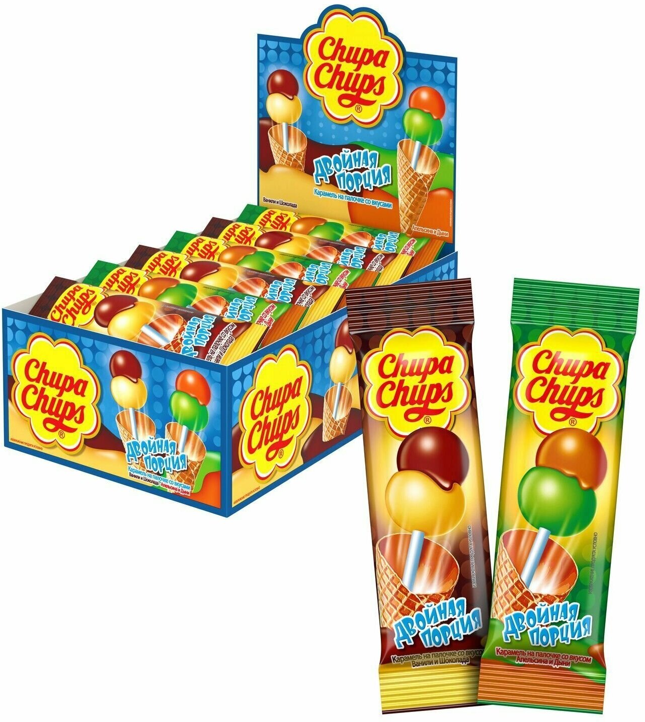 Карамель Chupa Chups Двойная Порция, 24 шт по 16,8 г