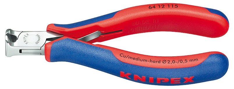 KNIPEX 64 12 115 - End-cutting pliers - Steel - Blue/Red - 11.5 cm - 91 g