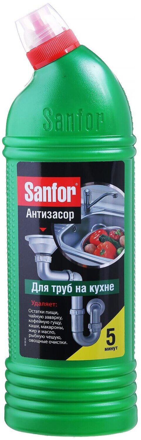 Sanfor Средство для прочистки канализационных труб На кухне, 1000 мл - фотография № 13