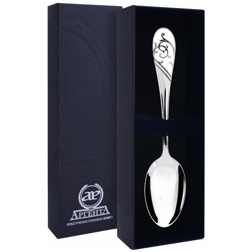 фото Аргента ложка чайная "кружевные узоры" с белой эмалью