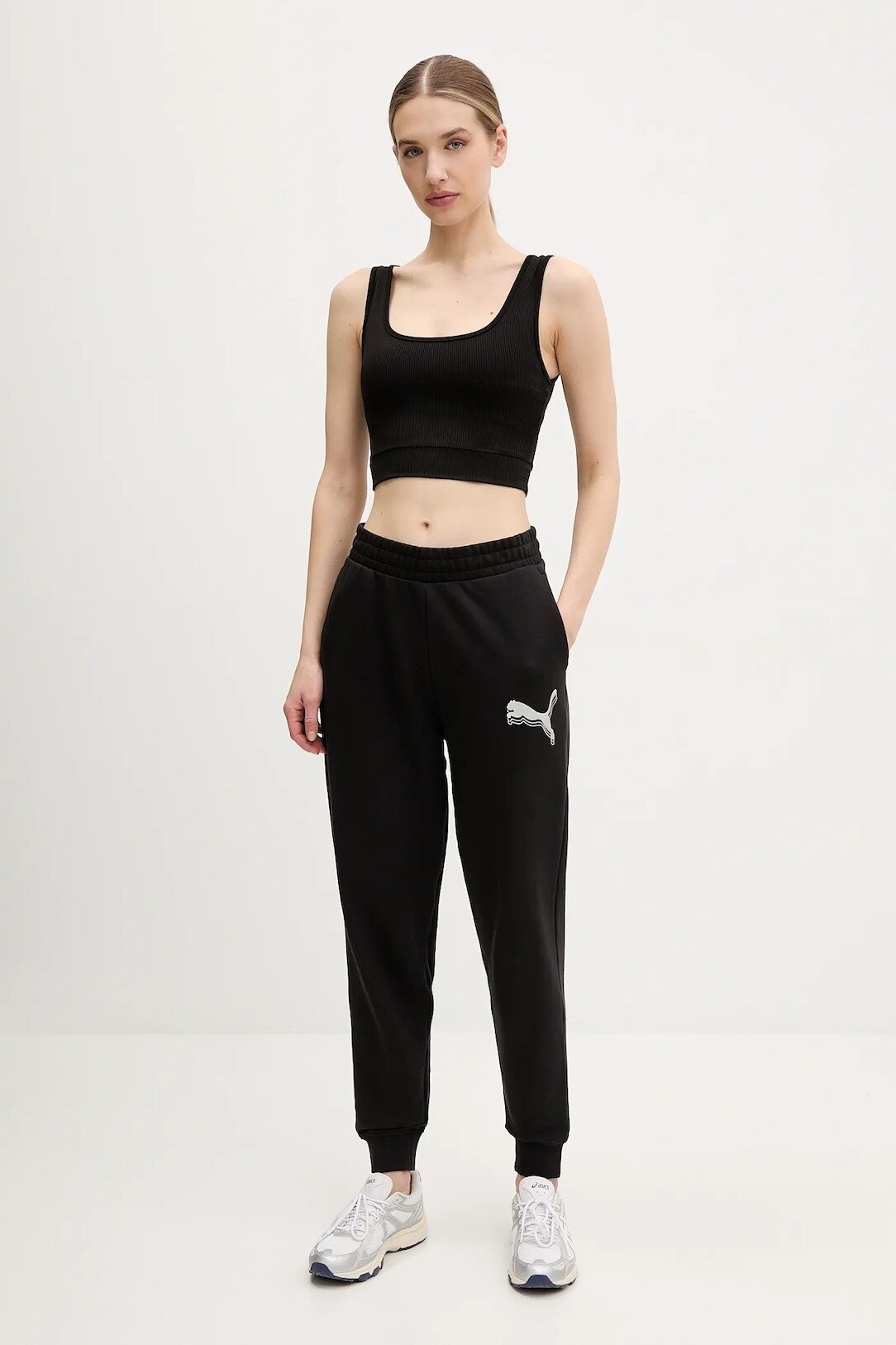 Брюки джоггеры PUMA ESS METALLIC TR, размер M, черный — фото 1