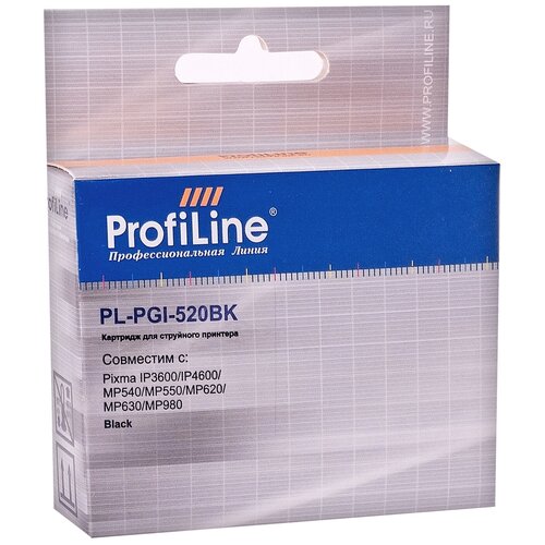 картридж profiline pl pgi 520bk bk 324 стр черный Картридж ProfiLine PL-PGI-520BK-Bk, 324 стр, черный