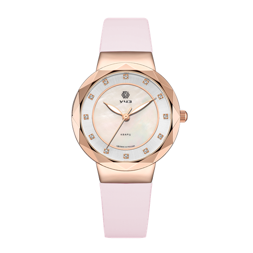 Наручные часы УЧЗ 3026L-5, золотой, розовый
