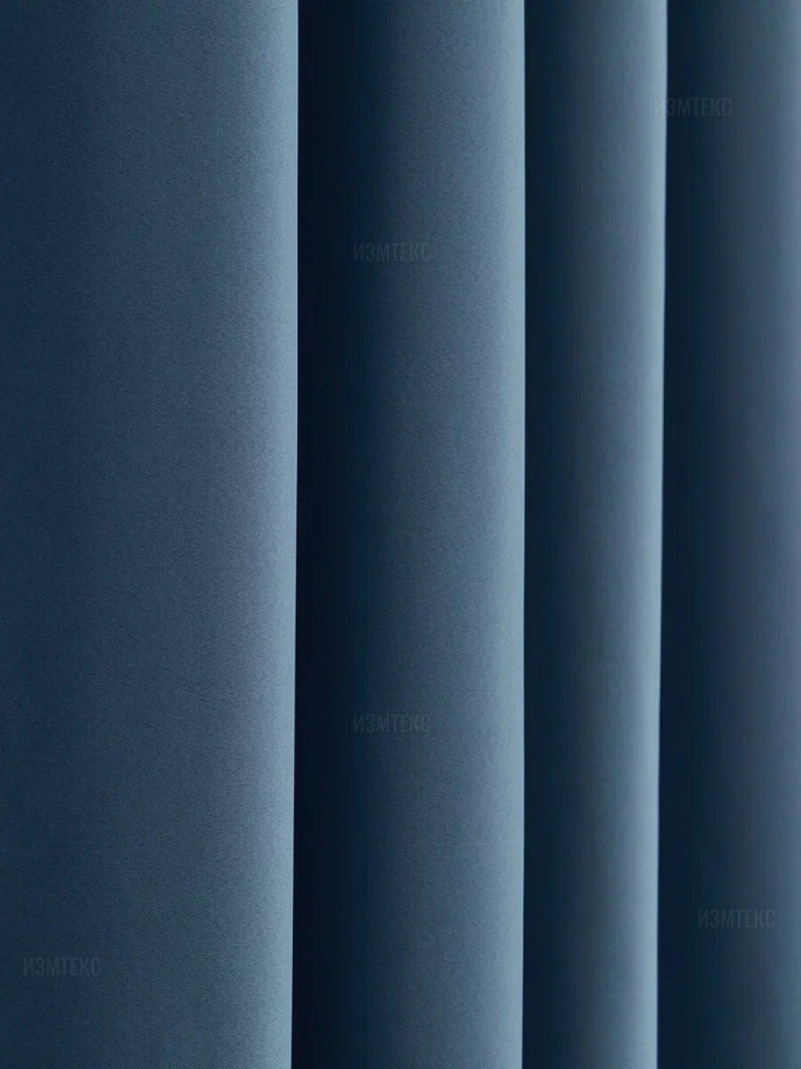Шторы блэкаут, готовый комплект, размер 150х270 - 2 шт, цвет синий, с затемнением. Светонепроницаемость 90% - фотография № 11