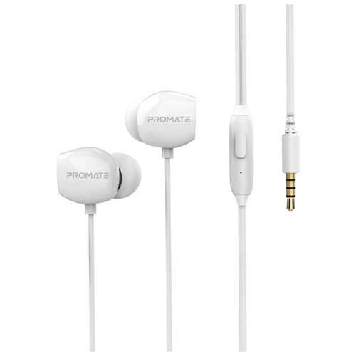 Наушники Promate Presto, mini jack 3.5 mm, white