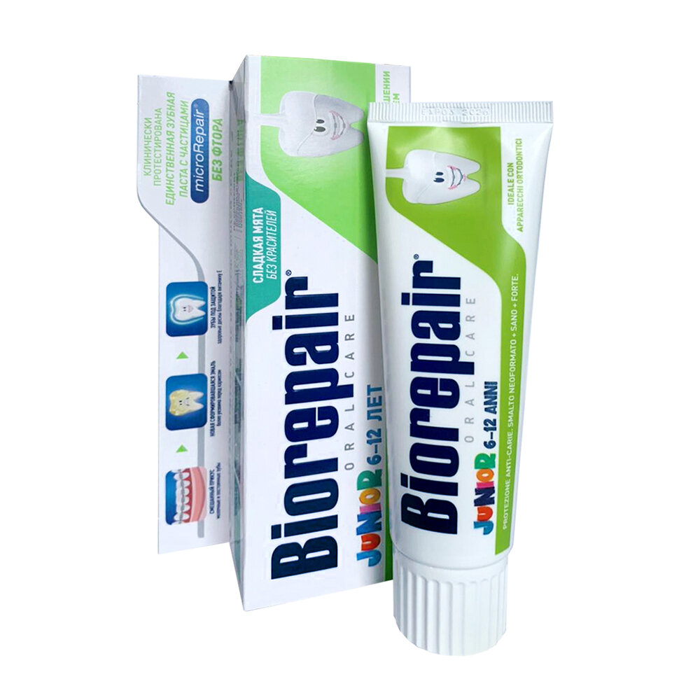 Biorepair Junior Mint Детская зубная паста с витамином Е и ароматом сладкой мяты 75 мл (Biorepair, ) - фото №12