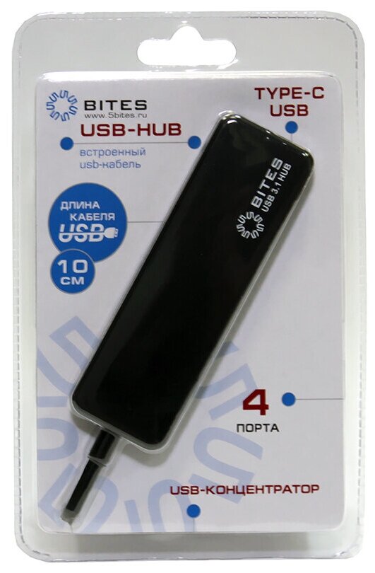 USB-концентратор 5bites HB34C-311, разъемов: 4, 10 см, черный - фото №3