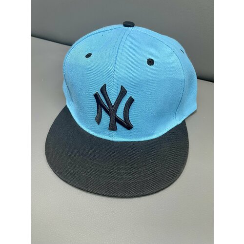 фото Бейсболка , размер 50/60, голубой, черный нет бренда