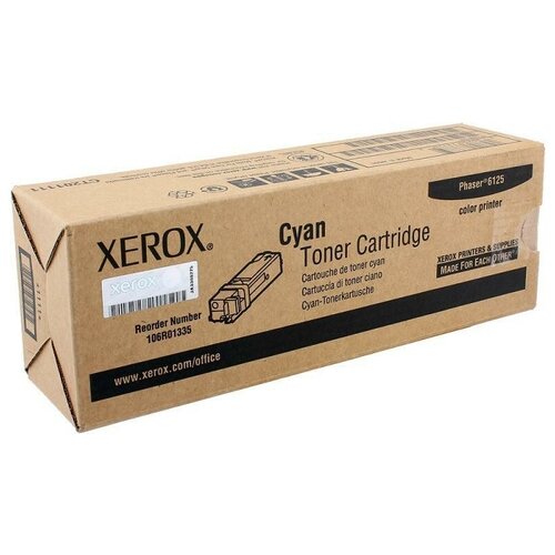 Xerox 106R01335, 1000 стр, голубой картридж 106r01335 для xerox phaser 6125 1k cyan compatible совместимый