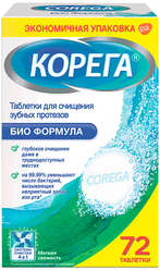Корега таблетки Био формула для очищения зубных протезов, 72 шт.