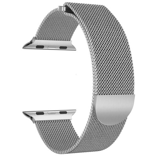 GSMIN Ремешок металлический Milanese Loop для Apple Watch 38/40mm, серебристый