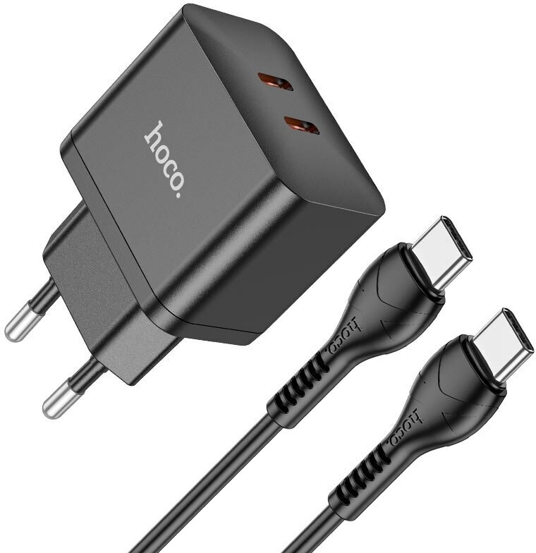 Сетевое зарядное устройство Hoco N29 Triumph, PD35W + кабель USB Type-C - USB Type-C, 1 м, черный