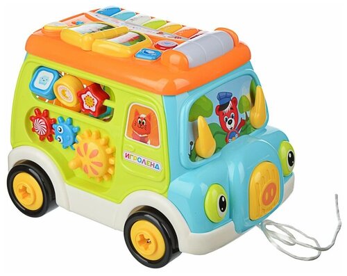 Развивающая игрушка ИГРОЛЕНД Автобус-сортер, разноцветный