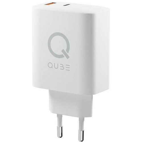 Сетевое зарядное устройство QUB 30W USB A + Type-C белое (QWCGAN30WWHT)