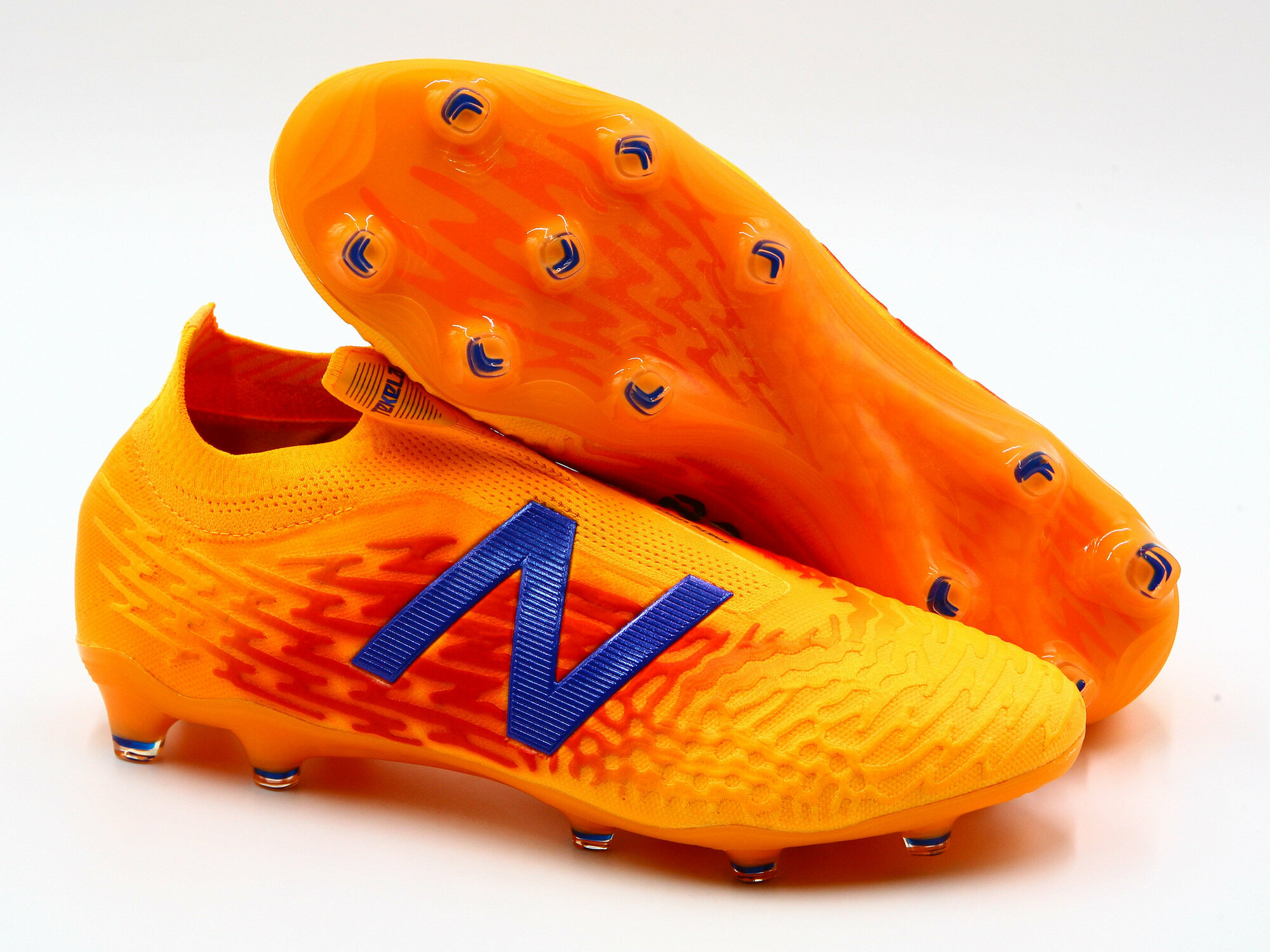 Бутсы New Balance Tekela v3+ Pro FG, размер 12 US, синий, оранжевый