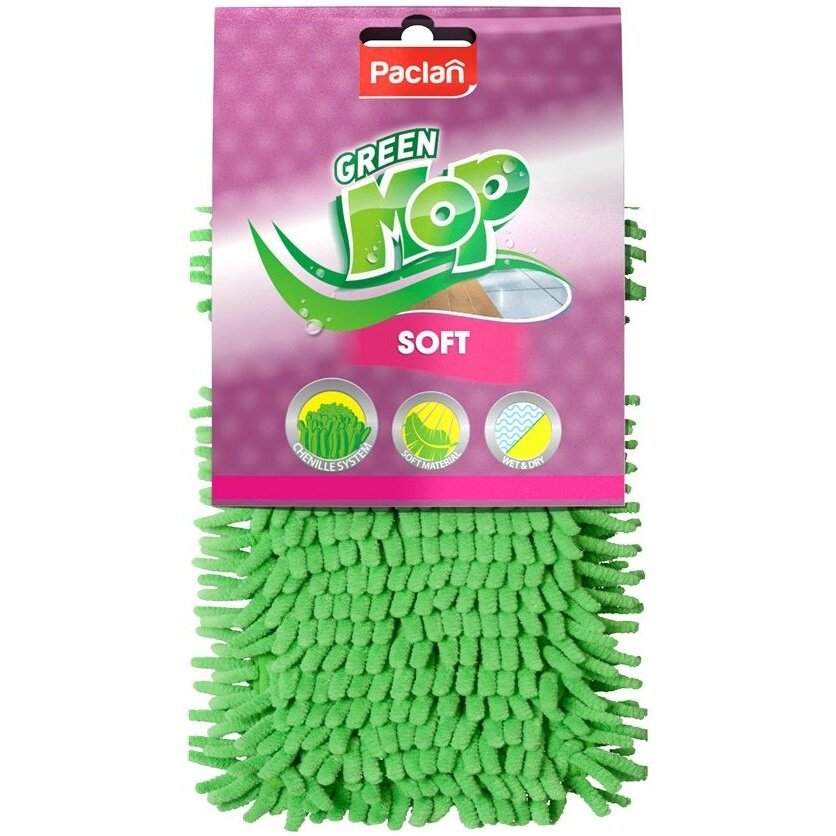 Насадка для швабры PACLAN GREEN MOP, Плоская, шенил, 1 шт