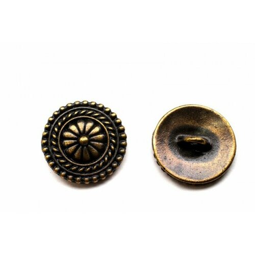 Пуговица TierraCast Бали 17мм, отверстие 2,2мм, цвет античная латунь, 94-6548-27, 1шт