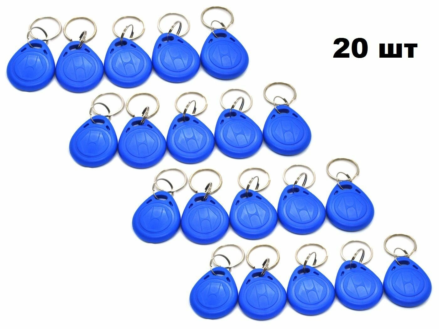 фото Ключ-брелок бесконтактный (20 шт), EM-Marine RFID синий, для доступа СКУД для домофона, с кодом