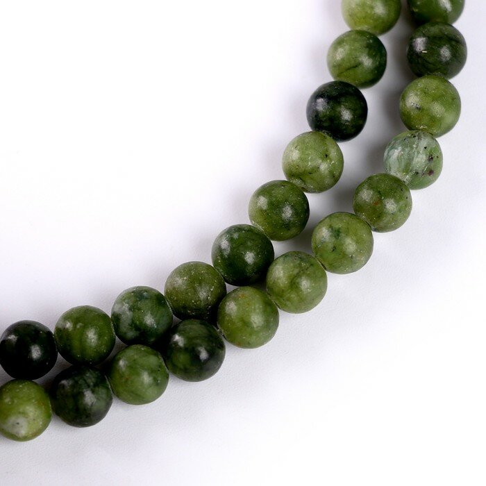 Бусины из натурального камня «Зелёный нефрит» набор 58 шт, размер 1 шт. — 6 мм