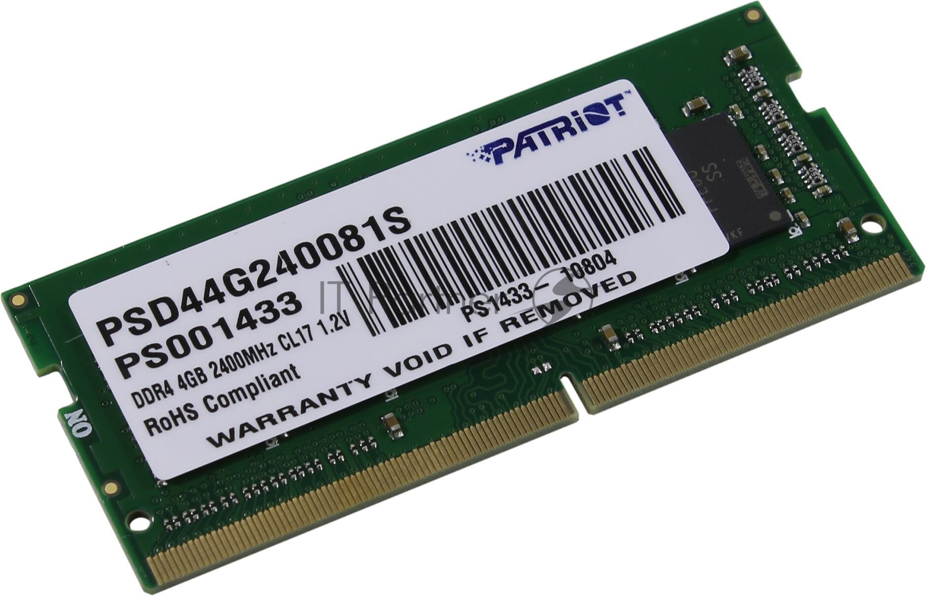 Оперативная память PATRIOT MEMORY Patriot SO-DIMM DDR4 4Gb 2400MHz pc-19200 SL (PSD44G240081S) - фотография № 8