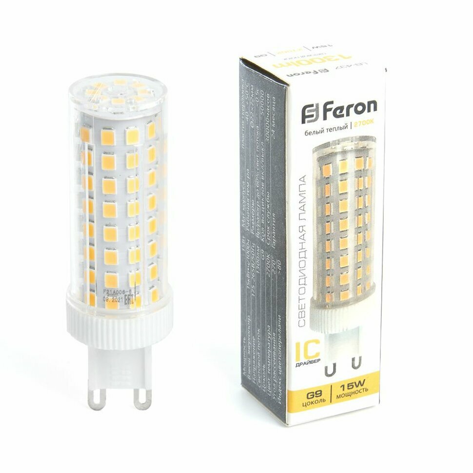 Лампа FERON светод. LB-437 (15W) 230V G9 2700K (983)