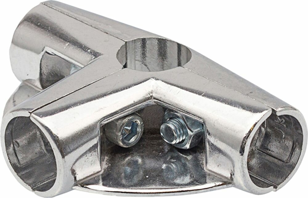 фото Соединитель 4-х труб с 2-мя площками для полок, цвет хром