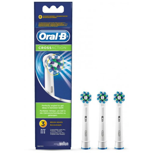 Насадки для зубной щетки Oral-B CrossAction, белые, 3 шт. насадка для электрической зубной щетки oral b cross action cleanmaximizer black 10 шт