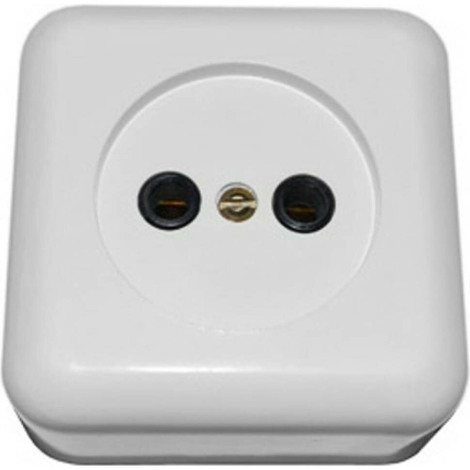 фото Розетка ООО Ливны-Электро РА 10-007 квадратная, белая, пластик АБС РА 6725