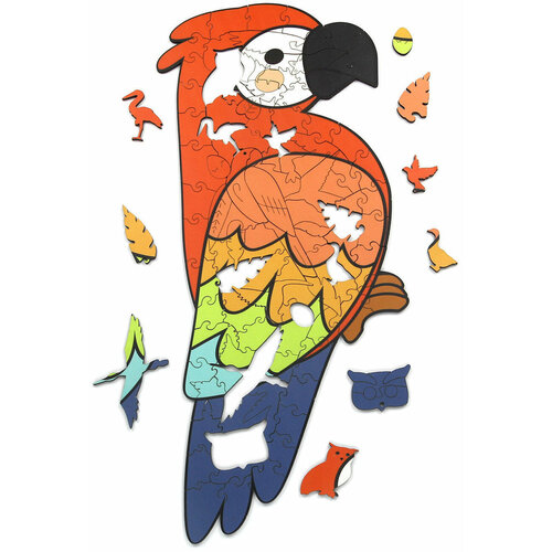Фигурный деревянный пазл-головоломка Попугай, 110 деталей из дерева деревянный пазл головоломка попугай раскраска детская логика