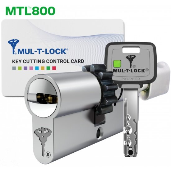 Цилиндр Mul-t-lock MTL-800 с перекодировкой (4+1+1)кл. 90 ТШ (40Тx50мм), никель, ключ-вертушка, шестеренка