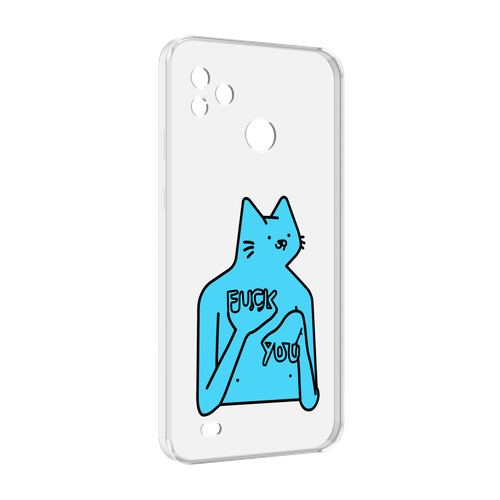 Чехол MyPads голубой-кот-фак-ю для Tecno Pop 5 Go задняя-панель-накладка-бампер чехол mypads зимний кот для tecno pop 5 go задняя панель накладка бампер