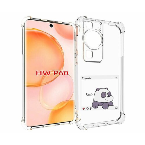 Чехол MyPads пандочка-фотка для Huawei P60 задняя-панель-накладка-бампер