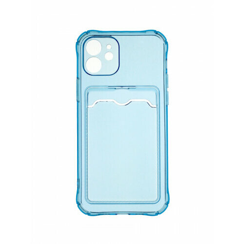 Силиконовый чехол Zibelino для Apple iPhone 12, Silicone Card Holder, защита камеры, голубой