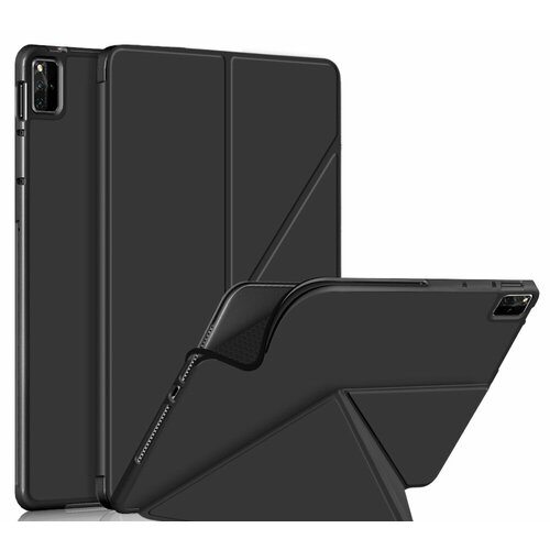 Чехол MyPads с подставкой Оригами для Huawei MatePad Pro 12.6 (2021) WGR-W09 натуральная кожа Luxury черный планшет huawei matepad pro 12 6 8 256gb wi fi grey wgr w09