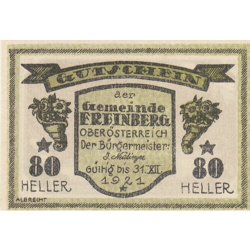 Австрия, Фрайнберг 80 геллеров 1914-1921 гг. австрия фрайнберг 10 геллеров 1914 1920 гг 3