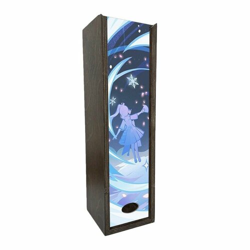 Подарочная коробка футляр для бутылки вина с УФ рисунком игры genshin impact - 1065