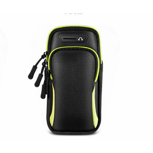 Спортивный чехол на руку для телефона, сумка на плечо, сумка для бега на запястье, черный с салатовым спортивный чехол на руку для телефона на запястье сумка для телефона на плечо черная с серым